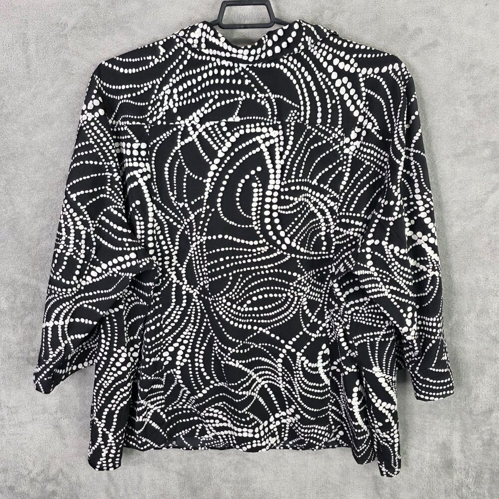 Womens Maggie Barnes Black & White Dotted Blouse Button Up Polyester Stretch 5X - Picture 3 of 6